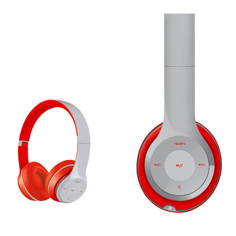 EOL - PLATINET/Freestyle FH0915GR naglavne Bluetooth slušalke + mikrofon, microSD, FM radio, AUX-in, zložljive, sivo-rdeče