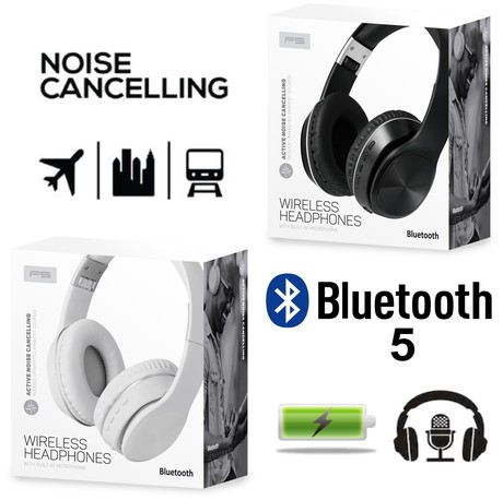 PLATINET/Freestyle FH0925B naglavne Bluetooth 5.0 slušalke + mikrofon, Active Noise Cancelling, črne