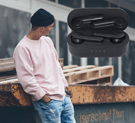 TREVI HMP 12E07 AIR mini Bluetooth 5.0 slušalke z mikrofonom, TWS, polnilna enota, touch kontrola, črne