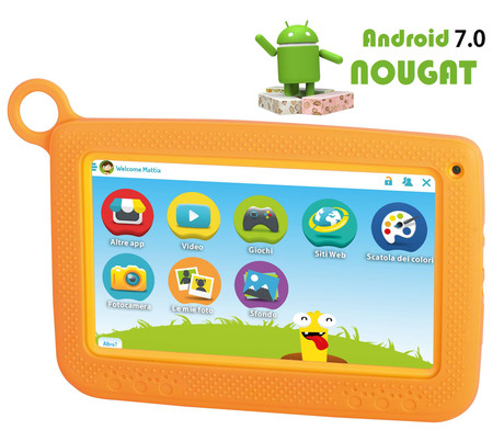 EOL - Tablični računalnik 7'' Trevi KIDTAB 7 S02, Android 7.0 + silikonski zaščitni ovitek, oranžen