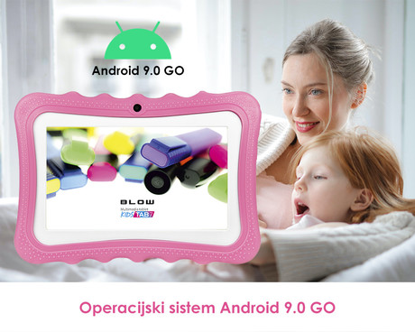 EOL - Tablični računalnik Blow KidsTAB7, 7'' + ovitek, 2GB+32GB, dvojna kamera, Android 11, roza