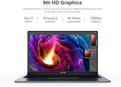 Prenosni računalnik CHUWI LapBook PRO, 14.1'' IPS, Full HD, 1920x1080, Intel Gemini Lake N4100, 8GB+256B, Windows 10, Ultra zmogljiva baterija do 8ur, 90% pokritost ekrana