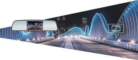 Pametno avto ogledalo NAVITEL MR250 NV, prednja in zadnja avto kamera, Full HD, 5" IPS zaslon, Night Vision, 160° snemalni kot, G-senzor, aplikacija