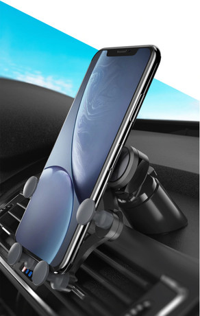 EOL - Omega OUCHAVS univerzalno gravitacijsko držalo za pametni telefon za v avto, 360°, črn