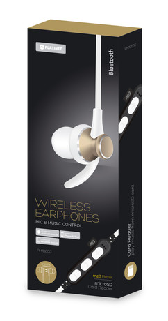 EOL - PLATINET IN-EAR Bluetooth športne slušalke+mikrofon+microSD zlate