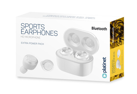 EOL - PLATINET Bluetooth 5.0, True Wireless Stereo slušalke PM1085B s polnilno enoto, bele