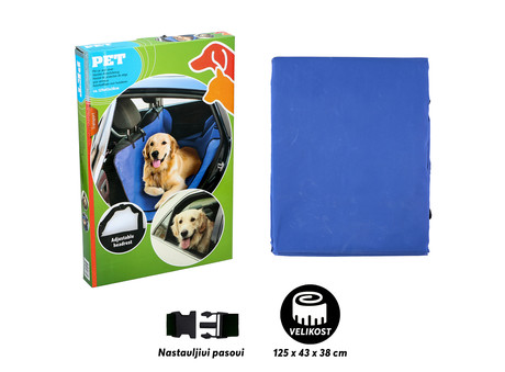 EOL - Pet Transport prevleka za zadnje sedeže pri prevozu živali, 125x43x38cm, modra