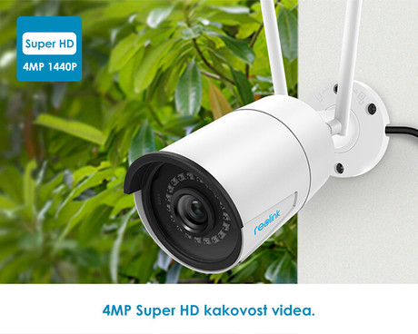 EOL - Kamera Reolink RLC-410W, zunanja/notranja, brezžična WiFi, 4MP Super HD, 2560x1440, nočno snemanje, senzor gibanja, vgrajen mikrofon, IP66, upravljanje na daljavo