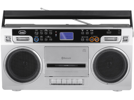 EOL - TREVI RR 504 BT Radijski kasetofon s tehnologijo Bluetooth, USB, FM radio, srebrn