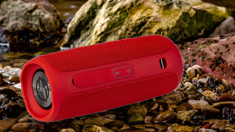 EOL - MANTA SPK130GO Bluetooth 5.0 zvočnik + woofer, Bluetooth/USB/MicroSD/Radio FM/AUX-in, 10W, TWS, IPX4, do 5 ur predvajanja, rdeč