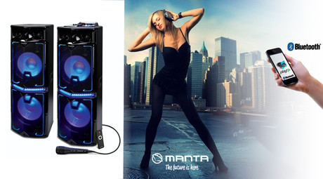EOL - MANTA SPK5034 Power Avdio, DISCO/KARAOKE sistem, 2x zvočnik, 24000W P.M.P.O, Bluetooth, USB/SD/2xMic/AUX, Radio FM