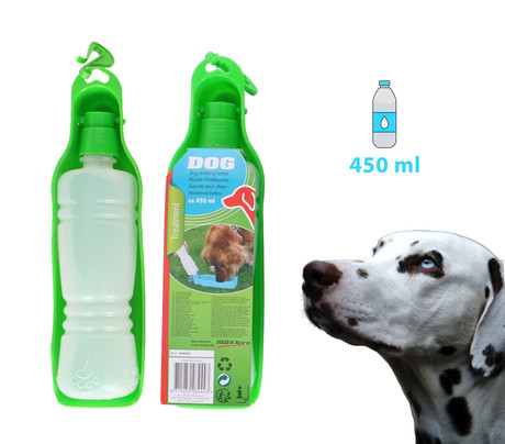 EOL - Prenosna flaška za pse, 2v1, flaška + skodelica, 450ml, zelena