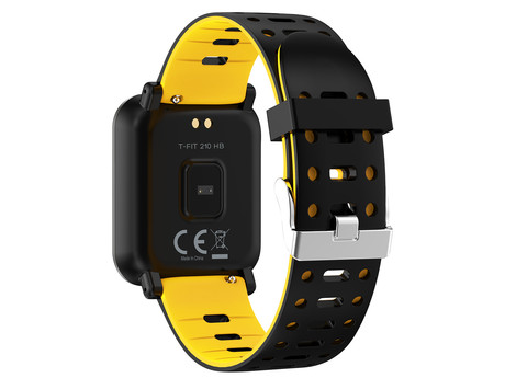 EOL - TREVI Športna ura/zapestnica T-FIT 210, Bluetooth, srčni utrip, pritisk, kisik, športne aktivnosti, klici/SMS/socialna omrežja, črna/rumena