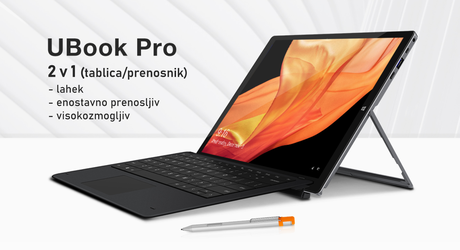 Prenosni/Tablični računalnik CHUWI UBook Pro, 2v1, 12.3'' IPS, 2/1, Full HD, N4100, 8GB+256GB SSD, Windows 10, Ultra zmogljiva baterija