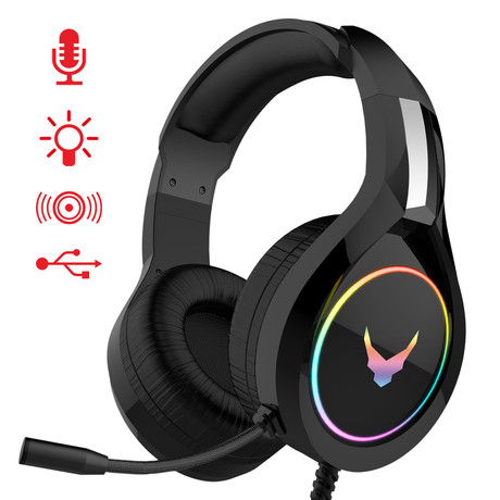 EOL - OMEGA PRO Gaming/Chat STEREO slušalke + mikrofon VARR VH6060, Noise Cancelling, Extra BASS, LED RGB osvetlitev, črne