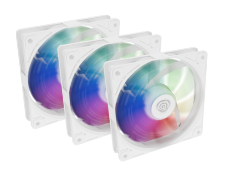 GENESIS OXAL 120 ARGB 3-PACK ventilatorji za računalnik / ohišje, univerzalni, 120mm velikost, do 1450 RPM, ultra tiho delovanje, blazinice proti vibracijam, ARGB LED osvetlitev, 3-PIN konektor, bel