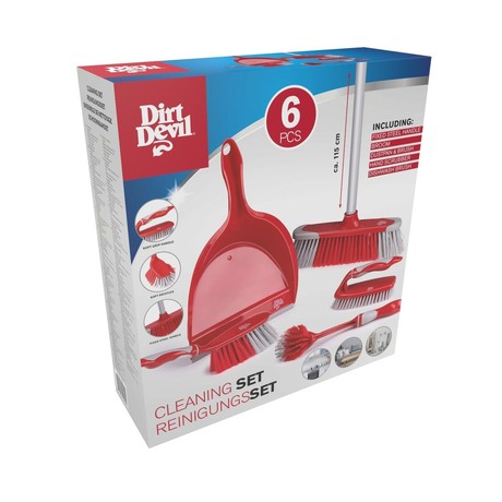 DIRT DEVIL komplet za čiščenje, ABS+kovina, nedrseči ročaji, rdeča+siva, 6 kos