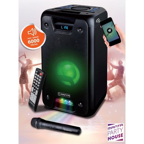 EOL - MANTA SPK5026 NIKE-2, Karaoke zvočni sistem, prenosni, vgrajena baterija, BT, 6.000W P.M.P.O, 60W RMS