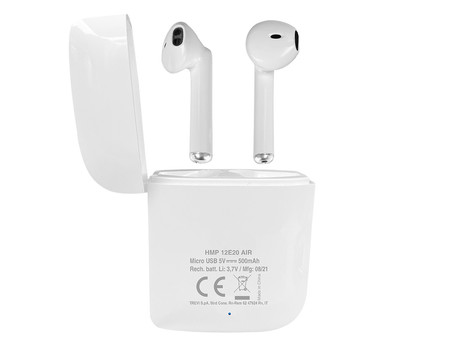 EOL - TREVI HMP 12E20 AIR mini Bluetooth 5.1 slušalke z mikrofonom, TWS, polnilna enota, touch kontrola, bele