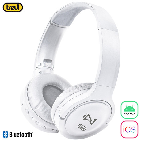 EOL - TREVI DJ 12E30 naglavne slušalke, Bluetooth 5.0, mikrofon, microSD, AUX-in, zložljive, bele