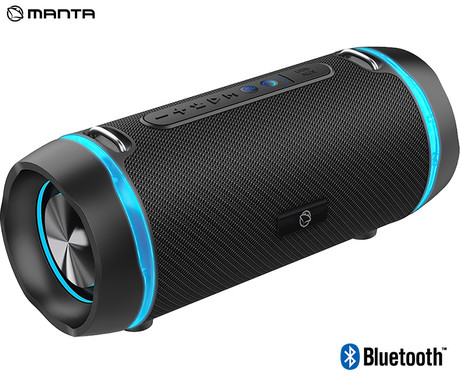 MANTA SPK240 prenosni zvočnik, Bluetooth 5.0, 60W RMS, TWS, polnilna baterija, LED osvetlitev, IPX5 vodoodpornost, USB / AUX, Google Assistant & Siri, + pas za prenašanje