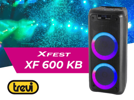 TREVI XF 600 KB prenosni KARAOKE zvočnik, Bluetooth, 80W RMS, Equalizer, polnilna baterija, USB / microSD / AUX / MIC-in, črn