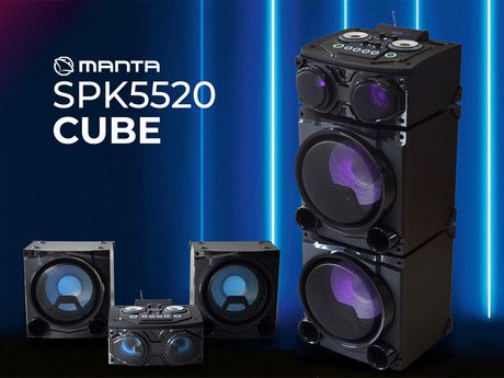 MANTA SPK5520 prenosni KARAOKE zvočnik, Bluetooth, 300W RMS, Equalizer, X-Bass, FM Radio, USB / microSD / MIC-in, črn