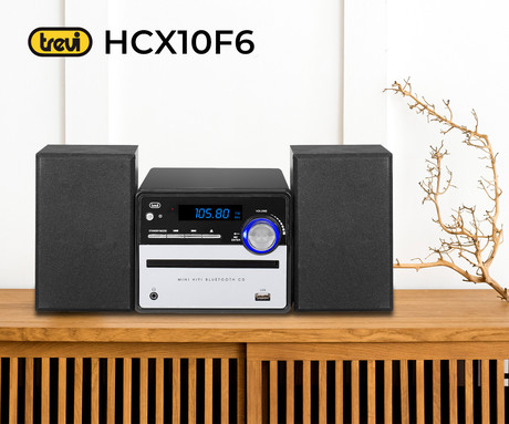TREVI HCX 10F6 Hi-Fi zvočni sistem, 20W, FM Radio, Bluetooth, CD predvajalnik,  MP3 / USB / AUX, + daljinski upravljalnik, črn