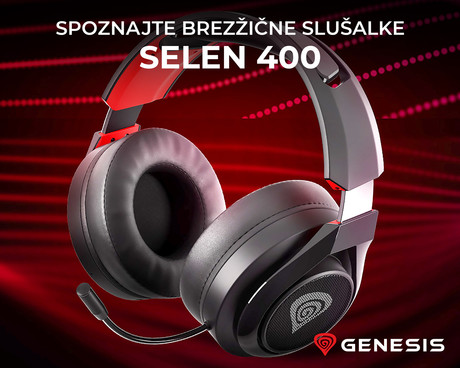 GENESIS SELEN 400 brezžične gaming slušalke z mikrofonom, STEREO 2.0, polnilna baterija, USB, PC / PS4 / Nintendo Switch, črno-rdeče