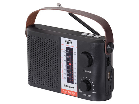 TREVI RA 7F25 Prenosni Radio FM/AW/SW, Bluetooth, MP3, USB/MicroSD, Solarno polnjenje, polnilna baterija, črn