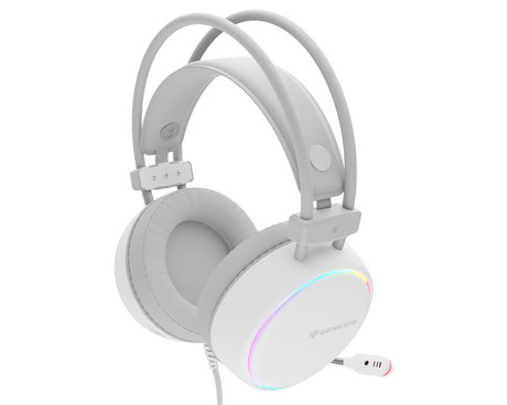GENESIS NEON 613 gaming naglavne slušalke, 2.0 STEREO zvok, mikrofon, RGB LED osvetlitev, nadzor glasnosti, gumbi za upravljanje, bele (Howlite White)