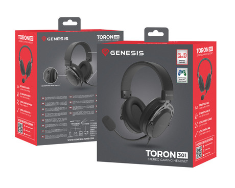 GENESIS TORON 301 naglavne slušalke, gaming / pisarniške, 2.0 STEREO zvok, snemljiv mikrofon / kabel, ultra lahka teža, univerzalna povezljivost, črne (Onyx Black)