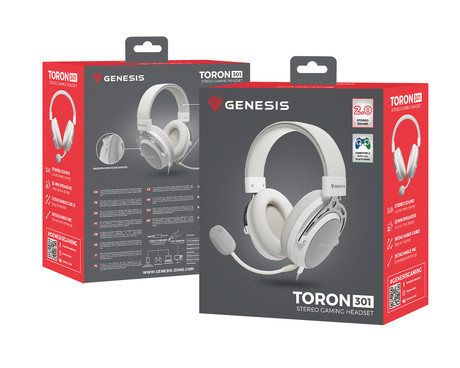 GENESIS TORON 301 naglavne slušalke, gaming / pisarniške, 2.0 STEREO zvok, snemljiv mikrofon / kabel, ultra lahka teža, univerzalna povezljivost, bele (Howlite White)
