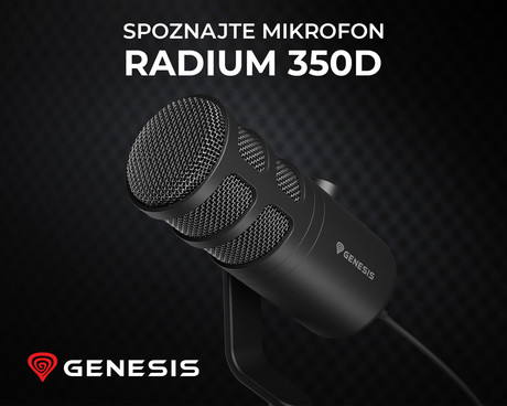 GENESIS RADIUM 350D profesionalni mikrofon, namizni / studijski, 192kHz, POP filter, gumbi za upravljanje, gumb MUTE, USB Type-C, PC / Mac OS, črn