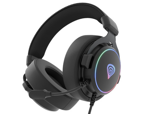 GENESIS NEON 764 naglavne slušalke, gaming / pisarniške, 7.1 STEREO VIRTUAL zvok, mikrofon, RGB LED osvetlitev, nadzor glasnosti, gumbi za upravljanje, programska oprema, črne (Onyx Black)