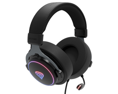 GENESIS NEON 764 naglavne slušalke, gaming / pisarniške, 7.1 STEREO VIRTUAL zvok, mikrofon, RGB LED osvetlitev, nadzor glasnosti, gumbi za upravljanje, programska oprema, črne (Onyx Black)