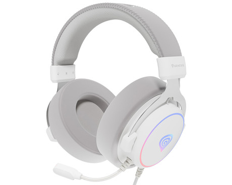 GENESIS NEON 764 naglavne slušalke, gaming / pisarniške, 7.1 STEREO VIRTUAL zvok, mikrofon, RGB LED osvetlitev, nadzor glasnosti, gumbi za upravljanje, programska oprema, bele (Howlite White)