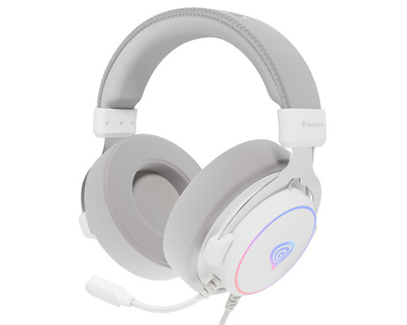 GENESIS NEON 764 naglavne slušalke, gaming / pisarniške, 7.1 STEREO VIRTUAL zvok, mikrofon, RGB LED osvetlitev, nadzor glasnosti, gumbi za upravljanje, programska oprema, bele (Howlite White)