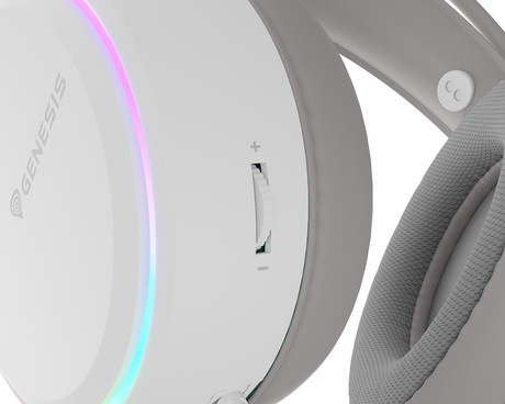 GENESIS NEON 613 G2 naglavne slušalke, gaming / pisarniške, 2.0 STEREO zvok, mikrofon, RGB LED osvetlitev, nadzor glasnosti, gumbi za upravljanje, bele (Howlite White)