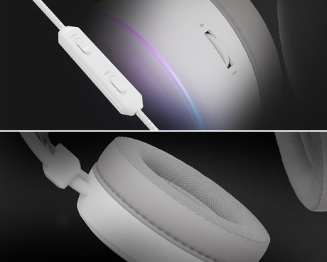 GENESIS NEON 613 G2 naglavne slušalke, gaming / pisarniške, 2.0 STEREO zvok, mikrofon, RGB LED osvetlitev, nadzor glasnosti, gumbi za upravljanje, bele (Howlite White)