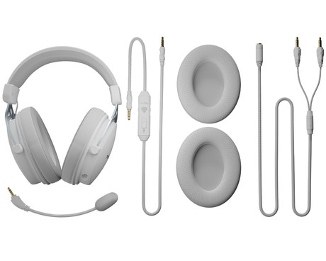 GENESIS TORON 531 naglavne slušalke, gaming / pisarniške, 2.0 STEREO zvok, snemljiv mikrofon / kabel, ultra lahka teža, univerzalna povezljivost, +dodatne ušesne blazinice, bele (Howlite White)