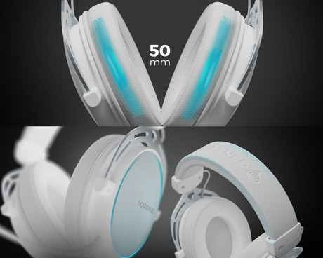 GENESIS TORON 531 naglavne slušalke, gaming / pisarniške, 2.0 STEREO zvok, snemljiv mikrofon / kabel, ultra lahka teža, univerzalna povezljivost, +dodatne ušesne blazinice, bele (Howlite White)