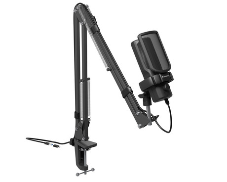 GENESIS RADIUM 251 profesionalni mikrofon, namizni / studijski, 192kHz, POP filter, gumb MUTE / GAIN, jack 3.5mm, USB Type-C, PC, RGB LED osvetlitev, črn