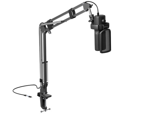 GENESIS RADIUM 251 profesionalni mikrofon, namizni / studijski, 192kHz, POP filter, gumb MUTE / GAIN, jack 3.5mm, USB Type-C, PC, RGB LED osvetlitev, črn