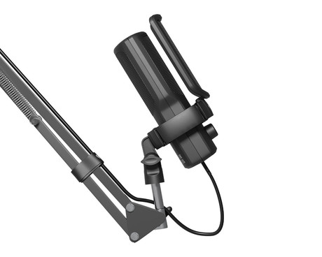 GENESIS RADIUM 251 profesionalni mikrofon, namizni / studijski, 192kHz, POP filter, gumb MUTE / GAIN, jack 3.5mm, USB Type-C, PC, RGB LED osvetlitev, črn