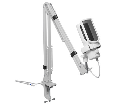 GENESIS RADIUM 251 profesionalni mikrofon, namizni / studijski, 192kHz, POP filter, gumb MUTE / GAIN, jack 3.5mm, USB Type-C, PC, RGB LED osvetlitev, bel