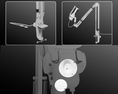 GENESIS RADIUM 251 profesionalni mikrofon, namizni / studijski, 192kHz, POP filter, gumb MUTE / GAIN, jack 3.5mm, USB Type-C, PC, RGB LED osvetlitev, bel
