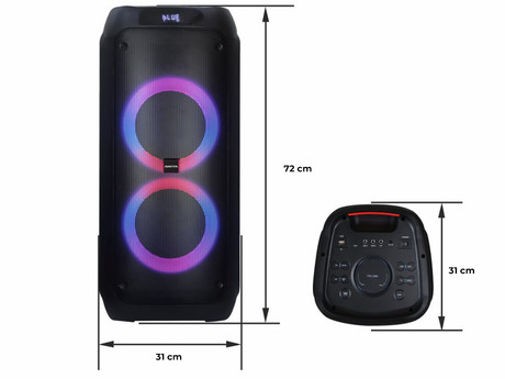 MANTA SPK0802B120 ATTIS prenosni KARAOKE zvočnik, Bluetooth 5.3, FM Radio, 120W, TWS, Equalizer, polnilna baterija, RGB LED osvetlitev, USB / microSD / AUX / MIC-in, +mikrofon, +daljinec, črn