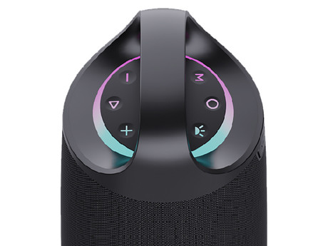 MANTA SPK330B OTUS prenosni KARAOKE zvočnik, Bluetooth 5.3, 120W, TWS, polnilna baterija, RGB LED osvetlitev, USB / AUX / MIC, Google Assistant / Siri, +mikrofon, črn (Phantom Black)