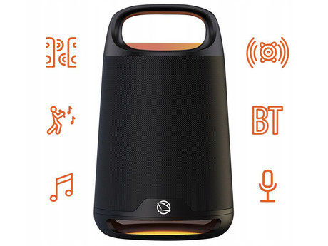 MANTA SPK330B OTUS prenosni KARAOKE zvočnik, Bluetooth 5.3, 120W, TWS, polnilna baterija, RGB LED osvetlitev, USB / AUX / MIC, Google Assistant / Siri, +mikrofon, črn (Phantom Black)